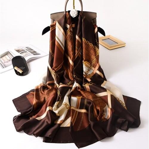 2021 Women 180*90cm Silk Scarf Female Elegant Echarpe Mujer pareo beach Sunscreen Soft Shawl wrap foulard bandanna muffler lady