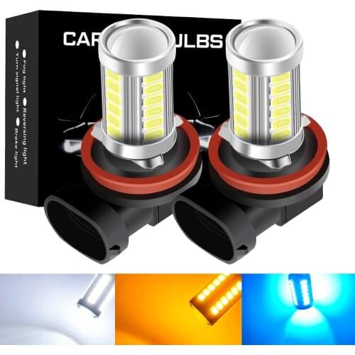 2X H11 LED Fog Light Bulbs H8 H9 H16 JP EU 9005 HB3 9006 HB4 PSX24W PSX26W LED 1500LM 6000K White Orange Yellow Light Auto Lamp