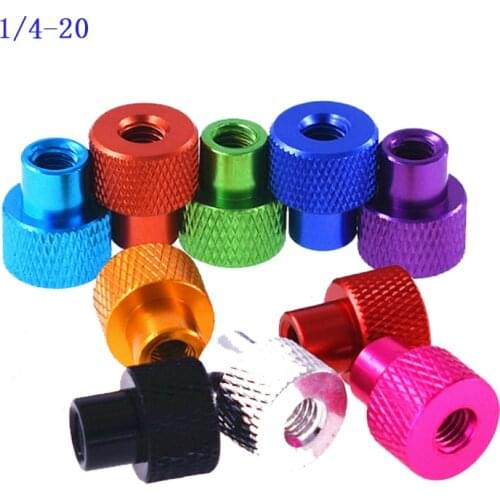 3pcs/lot 1/4-20 USA Standard Through Hole Step Thumb Knurled Nut Multicolor Ultralight Aluminum Alloy Nuts