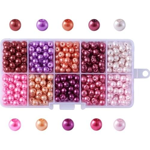 4mm 6mm 8mm Glass Beads Loose spacer Beads Mixed Color Dyed Round for DIY Jewelry Making Bracelet Necklace Hole: 1mm