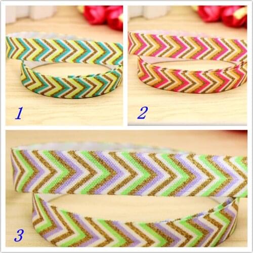 5/8'' Free shipping Fold Elastic FOE chevron printed headband headwear hairband diy decoration wholesale OEM P5872