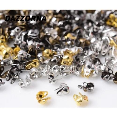 500Pcs Connector Clasp Fitting 2mm Ball Chain Calotte End Crimps Beads Connector Components For Jewelry Making DIY Supplies