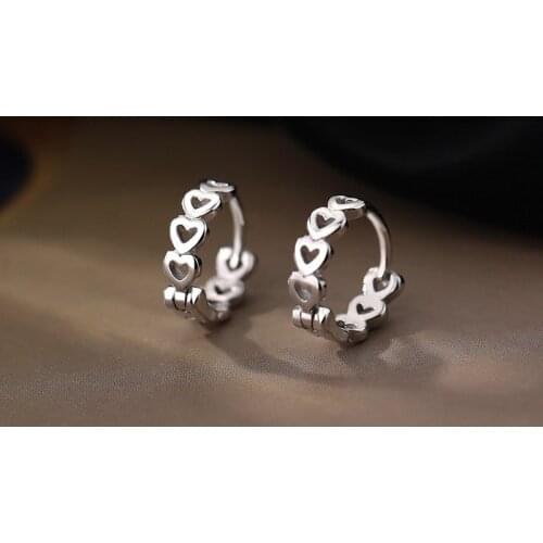 925 Sterling Silver Hollow Heart Shape Stud Earring For Women Party Jewelry Pendientes Accessories eh1352