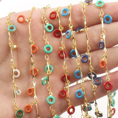 1M Gold Color Stainless Steel Multicolor Hollow round Chains for Bracelets Necklace Ankles Jewelry Making DIY Accessories