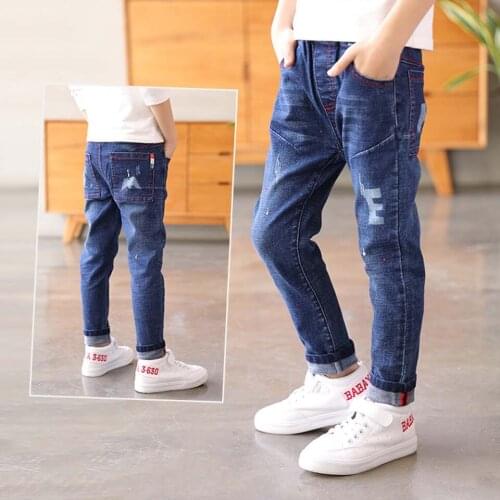 Fashion Brand For Spring Fall Baby Boy Warm Jeans Childrens Denim Trousers Kids Letter Pattern Boys Clothes Cool Jeans Pants