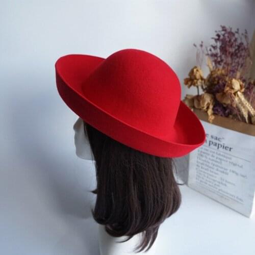 202108-panshi-fugu Export order French style Flip eaves wool take photo lady sun cap women leisure hat