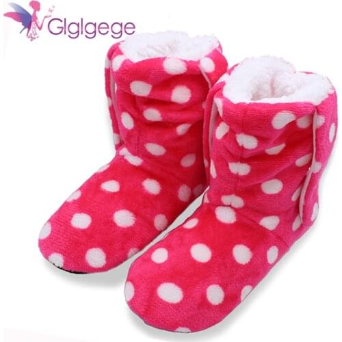 Glglgege thick plush warm indoor boats floor shoes shoes non-slip soft home shoes and Rabbit Ears Floor Slippers shoes