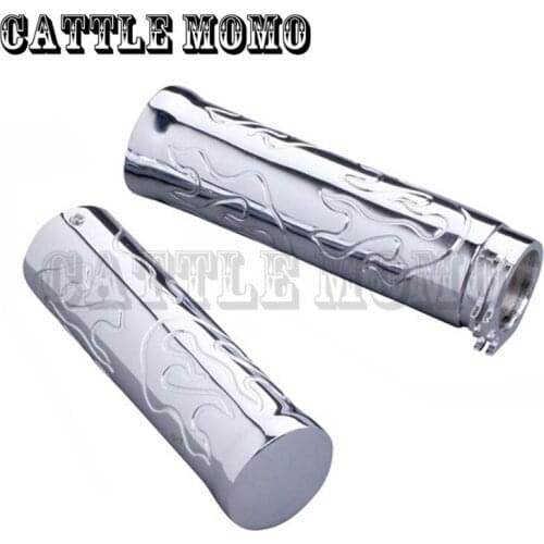 Chrome Flame Handlebar Hand Grips For Dyna Softail Sportster Touring Motorcycle Grips
