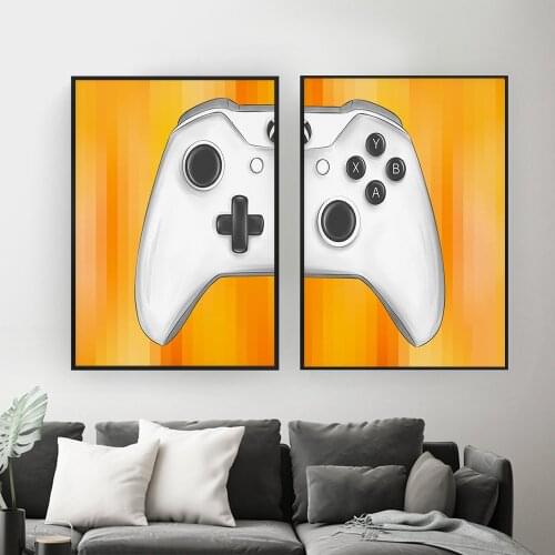 Watercolor Boys Game Poster Wall Art Canvas Painting Prints Gamepad Illustration for Kids Room Decoration Game Pictures Joystick