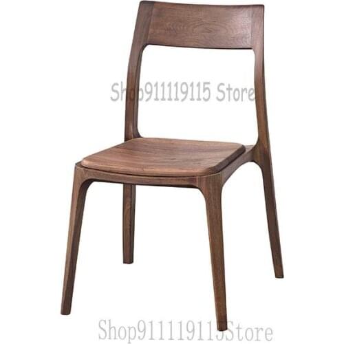 Customized North American Black Walnut Solid Wood Dining Chair Household Nordic Leather Armchair Leisure Chair Wooden Chair Mort