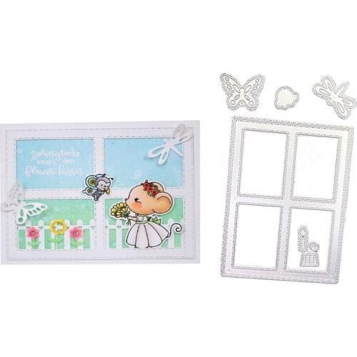 Julyarts Scrapbooking Metal Cutting Dies Butterfly Dragonfly Insect Candle Window Frame DIY Embossing Punch Knife
