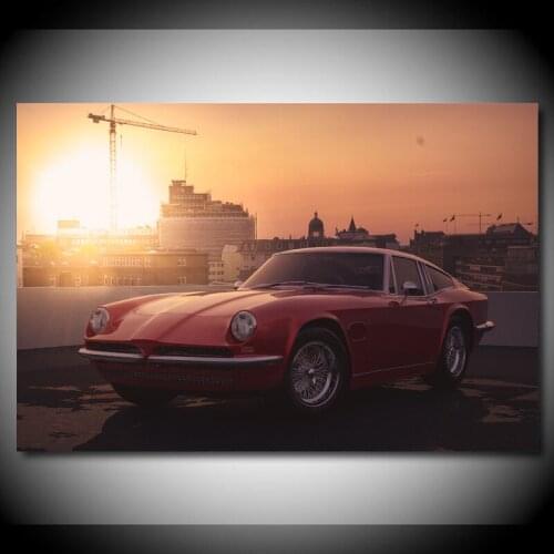 Canvas Paintings porsches vintage Car Sunrise and Sunset Modern Wall Art Picture Posters HD Print for Living Room Decor