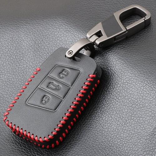 Leather Protection Car Key Case Auto Remote Key Cover Shell For Volkswagen VW 2016 2017 Passat B8 Skoda Superb A7 Car Accessori