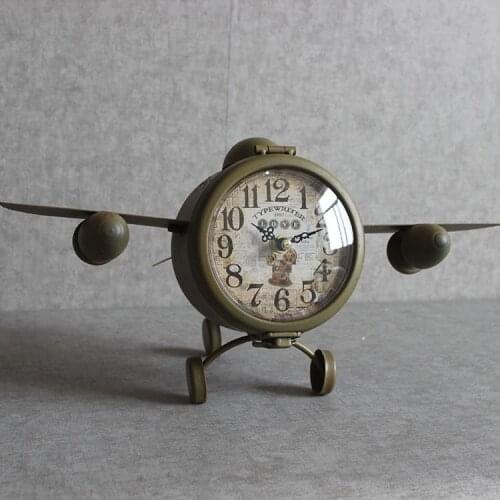 Creative Home Furnishing Decorative Clock Retro Iron Clock Model Plane Clothing Store Cafe Shop Decorative Props
