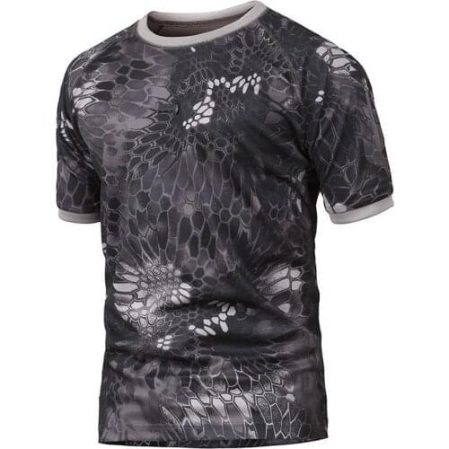 Summer Outdoor Sport Breathable Quick Dry Camouflage T Shirt MenS Lapel O Neck Pullover Tactical Short Sleeve Shirts T-Shirt