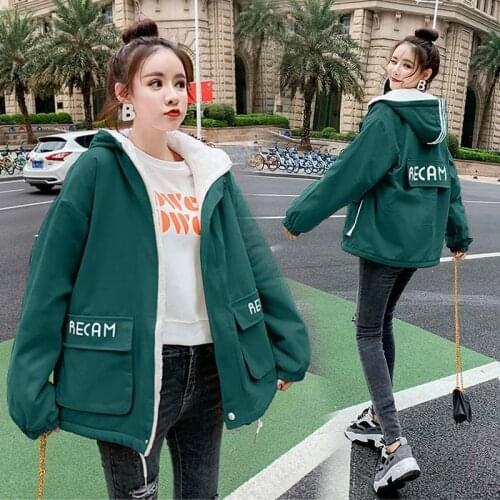Fashion Streetwear Big Pocket Hooddies Jacket Winter 2021 High School Student Korean Short Cotton Jacket Casual Thicken Parka
