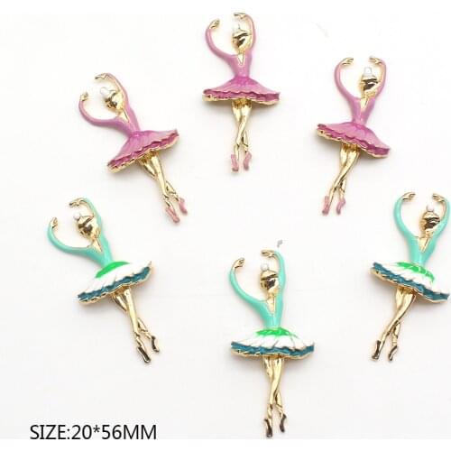 New 5Pcs/Lot 20*56mm Alloy Mixed Color Dancing Girl Jewelry Accessories DIY Wedding Costume Decoration Handmade Crafts