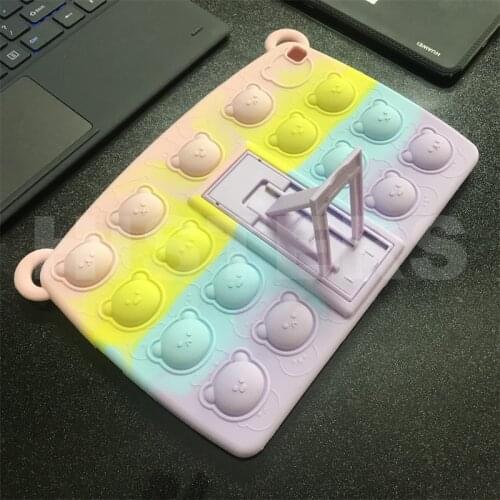 Pop It Fidget Silicon Cover Case with Pencil Slot for Samsung Galaxy Tab A8 2019 SM-T290 SM-T295 Shockproof Funda Rear Kickstand