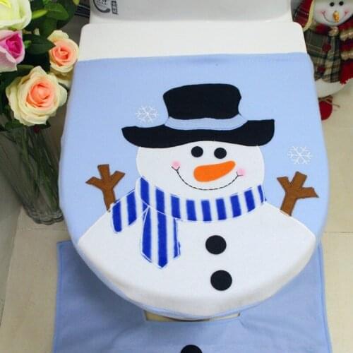 Christmas Toilet Seat Cover Snowman Bathroom Mat Xmas Cute Home Decorations New Year Xmas Toilet Snowman Covers Xmas Neat Hot