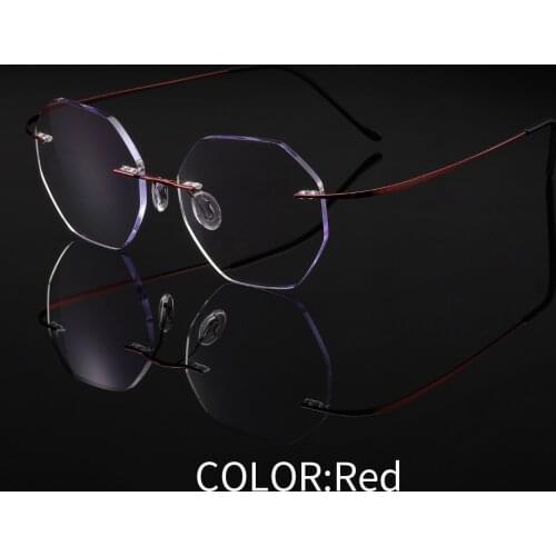 Blue light prevention rimless alloy reading glasses Rhomboid magnifier prescription myopic reading glasses +1.50+2.00+2.50+3.00