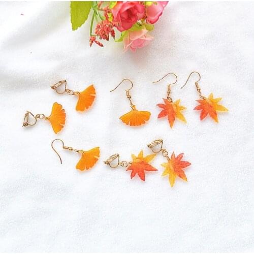 Fresh Simple Autumn and Winter Temperamental Jewelry Creative Exquisite Emulational Ginkgo Biloba Maple Leaf Earrings