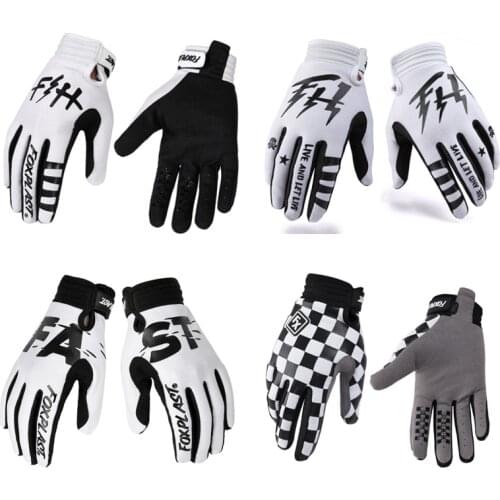 White FOXPLAST Motorcycle Gloves Motocross Racing Riding Accessories Bicycle Gloves ATV MTB BMX Cycling Gloves
