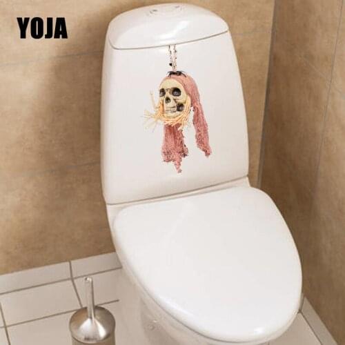 YOJA 18.9X23.2CM Cartoon Pattern Toilet Sticker Bedroom Home Decor Terrible Skull Spider Wall Decal T5-1210