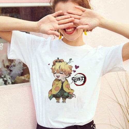 Demon Slayer Kimetsu No Yaiba Aesthetic Funny Plus Size T Shirt Japanese Anime Figure Print Women Clothes Summer Cute Shirt Tops