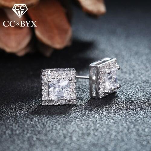 CC Stud Earring Small Square Earrings For Women AAA CZ Fashion Trendy Jewelry Boucle D'oreille Aretes De Mujer E042