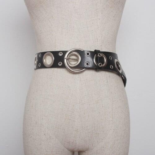 Newest Design Detachable Waist Belt Chain Punk Hip-hop Trendy Women Belts Lady Fashion silver Pin Buckle leather Waistband Jeans