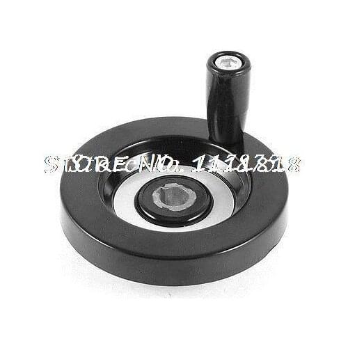 10mm x 80mm Back Ripple Hand Wheel Black w Grip for Lathe Machine