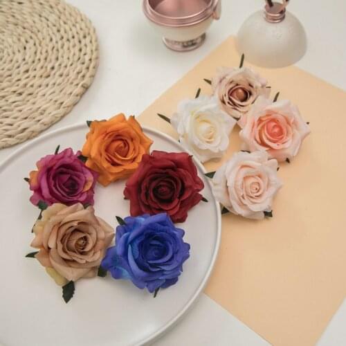 10PCS 6cm Artificial Roses Flower Head Wedding Birthday Party Flower Wall Photography Props Fake Flowers DIY Garland Bouquet