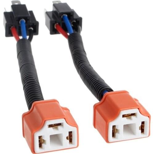 2Pcs H4 9003 Ceramic Wire Harness Plug Cable Headlights Connector Extension New Drop shipping
