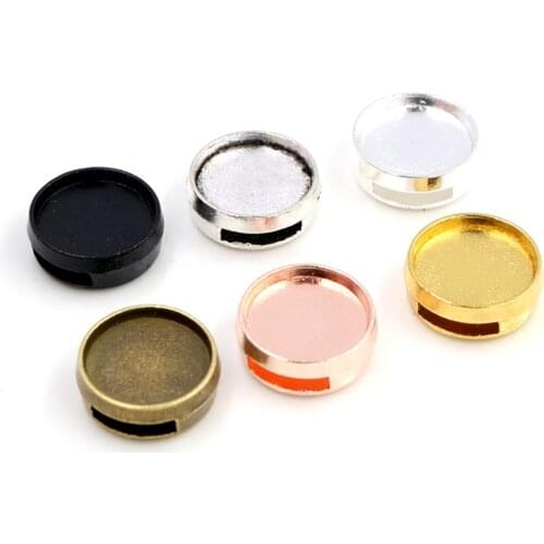 20pcs 12mm Inner Size 6 Colors Fashion Style Cabochon Base Cameo Setting Charms Pendant For 8mm Leather Bracelet
