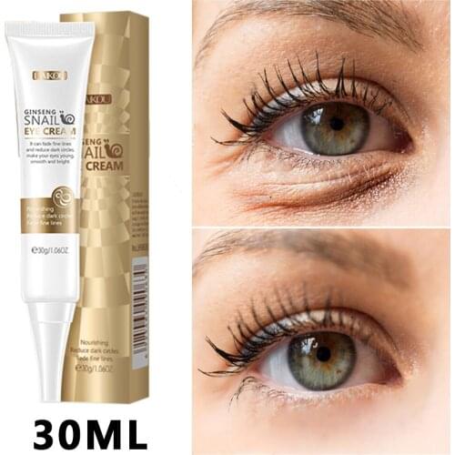 30g Red Ginseng Snail Eye Cream Anti Puffiness Gel Dark Circles Delays aging fades wrinkles Firming Brighten Skin Unisex