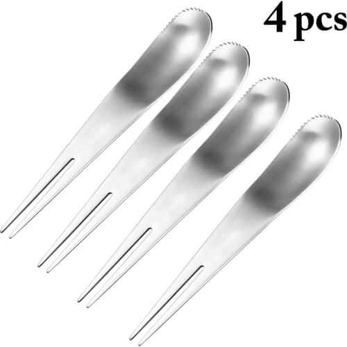 4PCS Ice Cream Spoon Fruit Spoon Stainless Steel 2-Head Creative Fruit Fork Fruit Scraping Spoon Ice Cream Tools