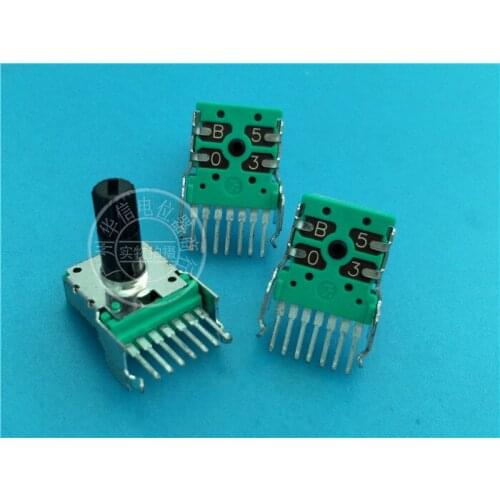 4pcs RK1413G horizontal double potentiometer B50K / long foot / handle length 13MM / knurled shaft 7 feet