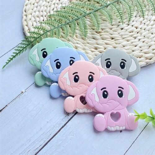 5/10pcs Baby Teethers Elephant Rodent Chewable Food Grade Baby Teething Toys Pacifier Pendant Necklace Accessories