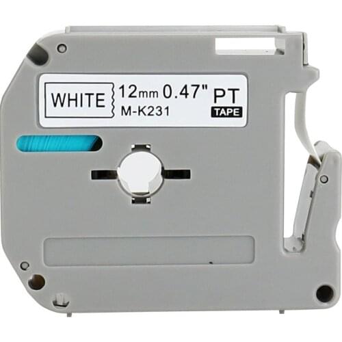 60PK Compatible brother M-K231 MK231 MK 231 MK-231 black on white 12mm laminated for P-touch printer