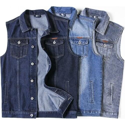 7XL 6XL 5XL Plus Size Mens Denim Vest Jacket Classic Style Fashion Pocket Scratches Design Oversize Spring Autumn Streetwear