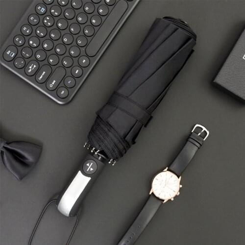 Full-Automatic Floding Business Umbrella Rain Women Windpoor Black Coating Big 10K Man Parasol Large Travel Car Umbrellas