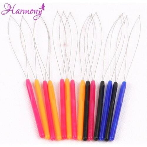 Free shipping 20 PCS/Lot Plastic Loop Pulling Needle Micro Rings Hair Extension Tools Mixed Color