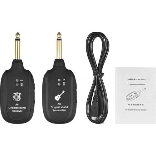 UHF Guitar Wireless System Transmitter Receiver Built-in Rechargeable wireless guitar transmitter