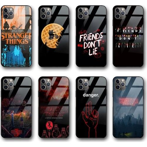 Funda Case for iphone 12 Case for iphone 12 11 Pro XS Max mini XR X 7 8 6 6s Plus SE 2020 Stranger Things Season Glass Shell
