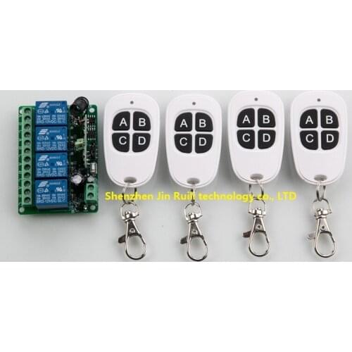 DC12V 4CH 10A RF Wireless Remote Control Switch System teleswitch 1 receiver relay Receiver Smart Home Switch & 4* transmitter