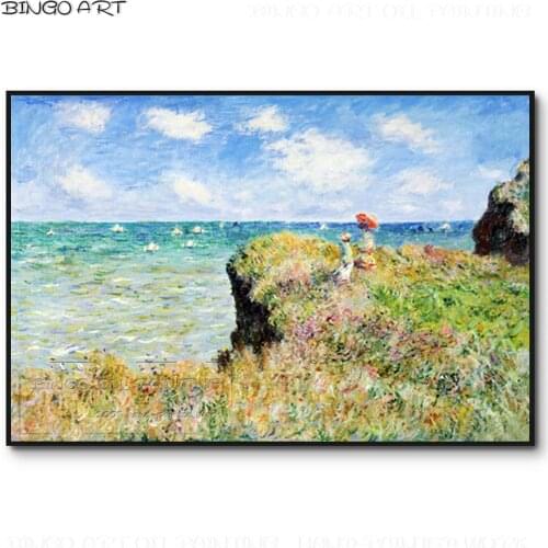 High Skills Artist Hand-painted High Quality Van Gogh Artwork Take a Walk on The Cliffs of Pueville Oil Painting for Wall Decor