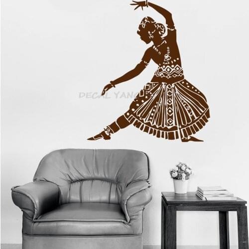 Indian Woman Wall Decal Nation Style Girl Dancer Gym Dance Studio Bedroom Interior Decor Door Window Vinyl Stickers Mural 1506