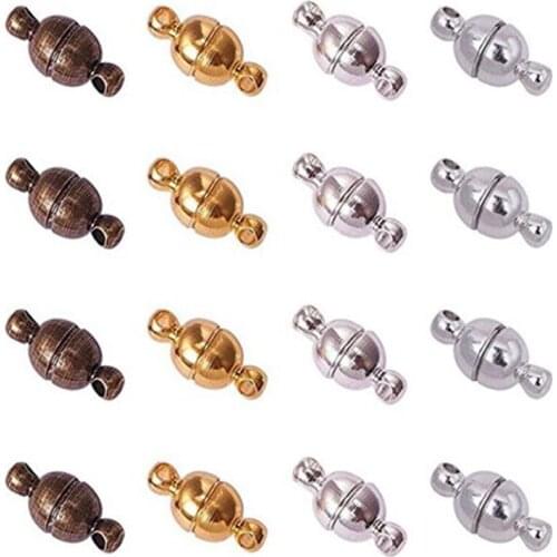 100 Sets Round Brass Magnetic Clasps Magnet Converter for Bracelet Necklace Jewelry Making Findings Nickel Free 11x5mm Hole: 1mm