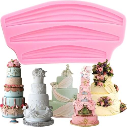 Curtain Lace Cake Border Silicone Mold DIY Wedding Fondant Molds Cake Decorating Tools Chocolate Gumpaste Polymer Clay Moulds
