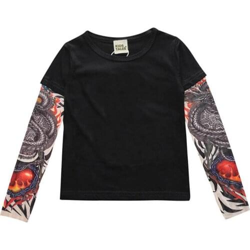 Hot Sale Children Clothing Boys Girls Tattoo T shirt Summer New Cartoon Long Sleeve Tees Printed T-shirts Kids Tops BBT114